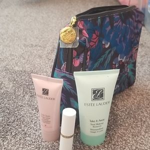 Estée Lauder makeup gift set and dark purple bag